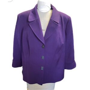 Tahari Purple Turnkey Ponte Suit Jacket Sz. 20W Lined 3/4 Sleeves Professional